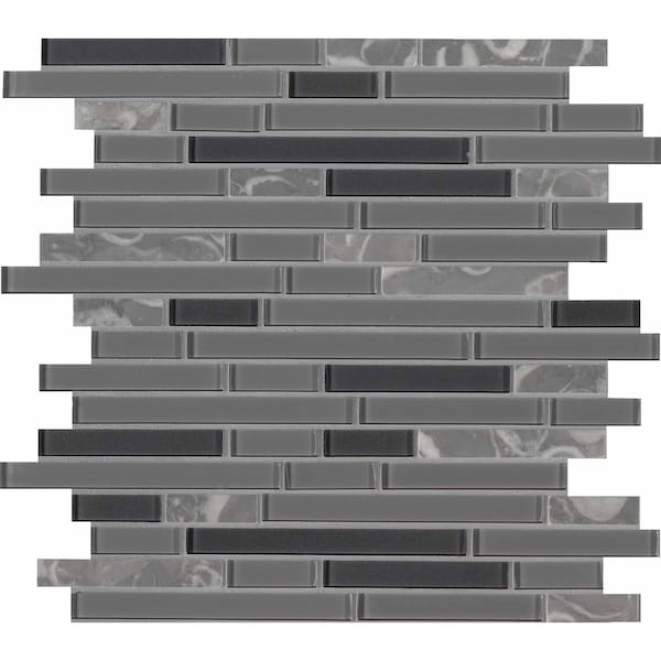 Msi Lorena Grigio Interlocking SAMPLE Glass Stone Mesh-Mounted Mosaic Tile ZOR-MD-0205-SAM - main